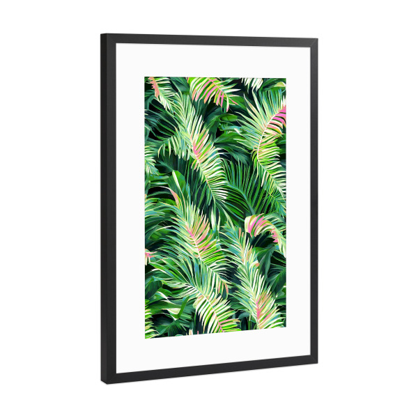 Poster mit Rahmen Schwarz (Metallic) "Palmen- und Friedenskunst" artboxONE - Natur,Floral