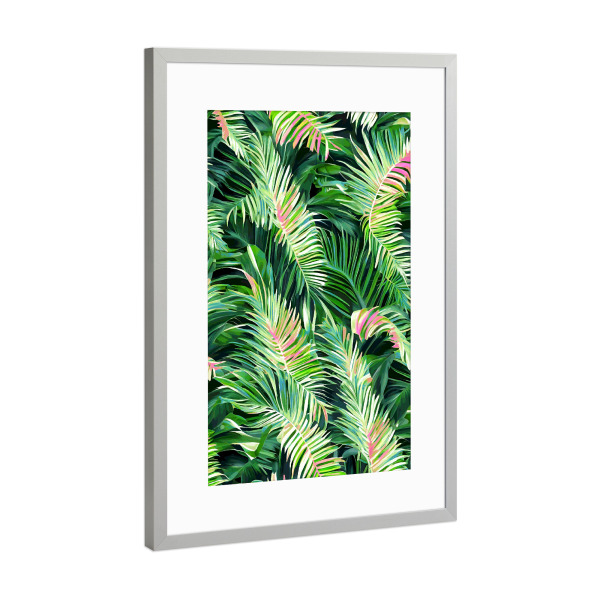 Poster mit Rahmen Silber "Palmen- und Friedenskunst" artboxONE - Natur,Floral