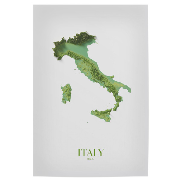 Poster "Italien 3D-Karte" artboxONE - Kartografie - Italien,Italien-karte,Italienische karte,Italien 3d-karte,Minimalkarte,Minimal