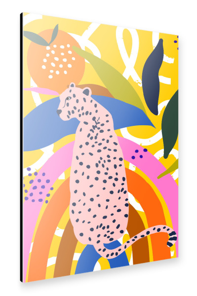 Alu-Dibond "Leopard über dem Regenbogen" 30x20 cm artboxONE