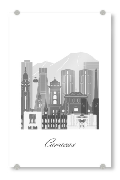 Acrylglasbild "Caracas-Skyline im sw" artboxONE - Städte,Reise,Architektur,Kartografie