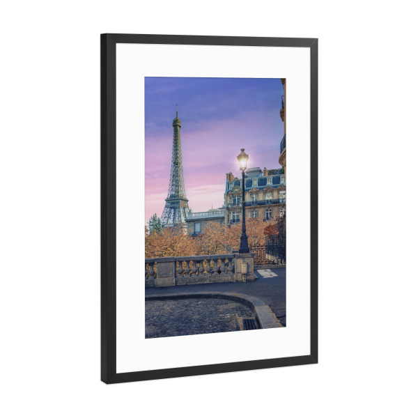 Poster mit Rahmen Schwarz (Metallic) "Eiffelturm-Sonnenuntergang" artboxONE - Städte,Reise,Architektur,Städte / Paris,Reise / Länder