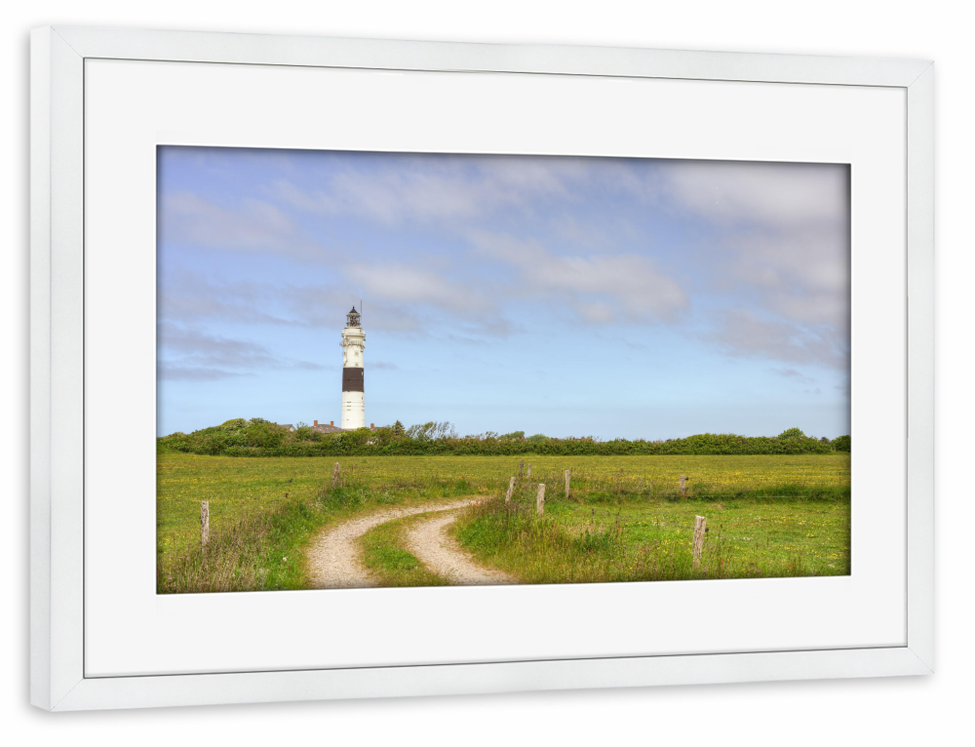Poster mit Rahmen weiß "Leuchtturm Langer Christian Sylt" artboxONE - Natur,Reise,Architektur