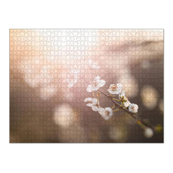 Puzzle Ravensburger "Kirschblüte Gegenlicht" artboxONE - Floral - Kirschblüte,Pflanzen,Blumen,Natur,Sonne,Sonnenlicht,Gegenlicht,Gold
