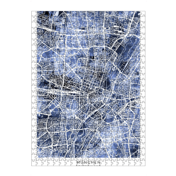 artboxONE Puzzle "München Stadtplan Blau" artboxONE - Städte - München,Deutschland,Stadtkarte,Karte,Stadtplan,Aquarell,Malerei - Bild münchen