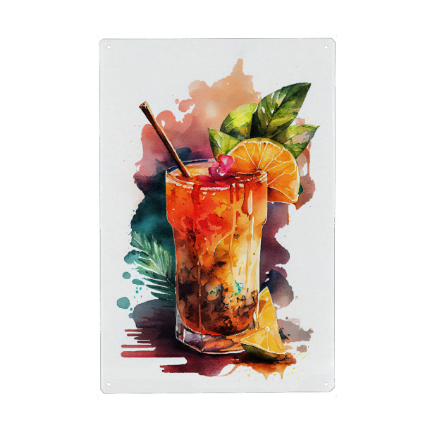 Metall Poster "Tropisches Fluchtgetränk" artboxONE - Essen & Trinken,Essen & Trinken / Alkohol