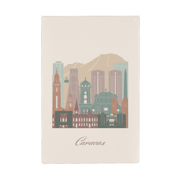 Holzbild "Caracas-Skyline" artboxONE - Städte,Reise,Architektur,Kartografie