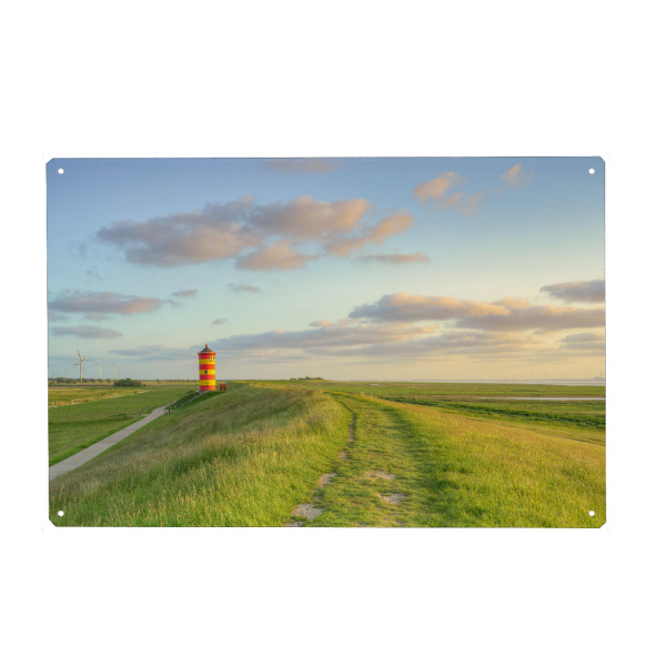 Metall Poster "Deich beim Pilsumer Leuchtturm" artboxONE - Natur,Reise,Reise / Strand und Meer
