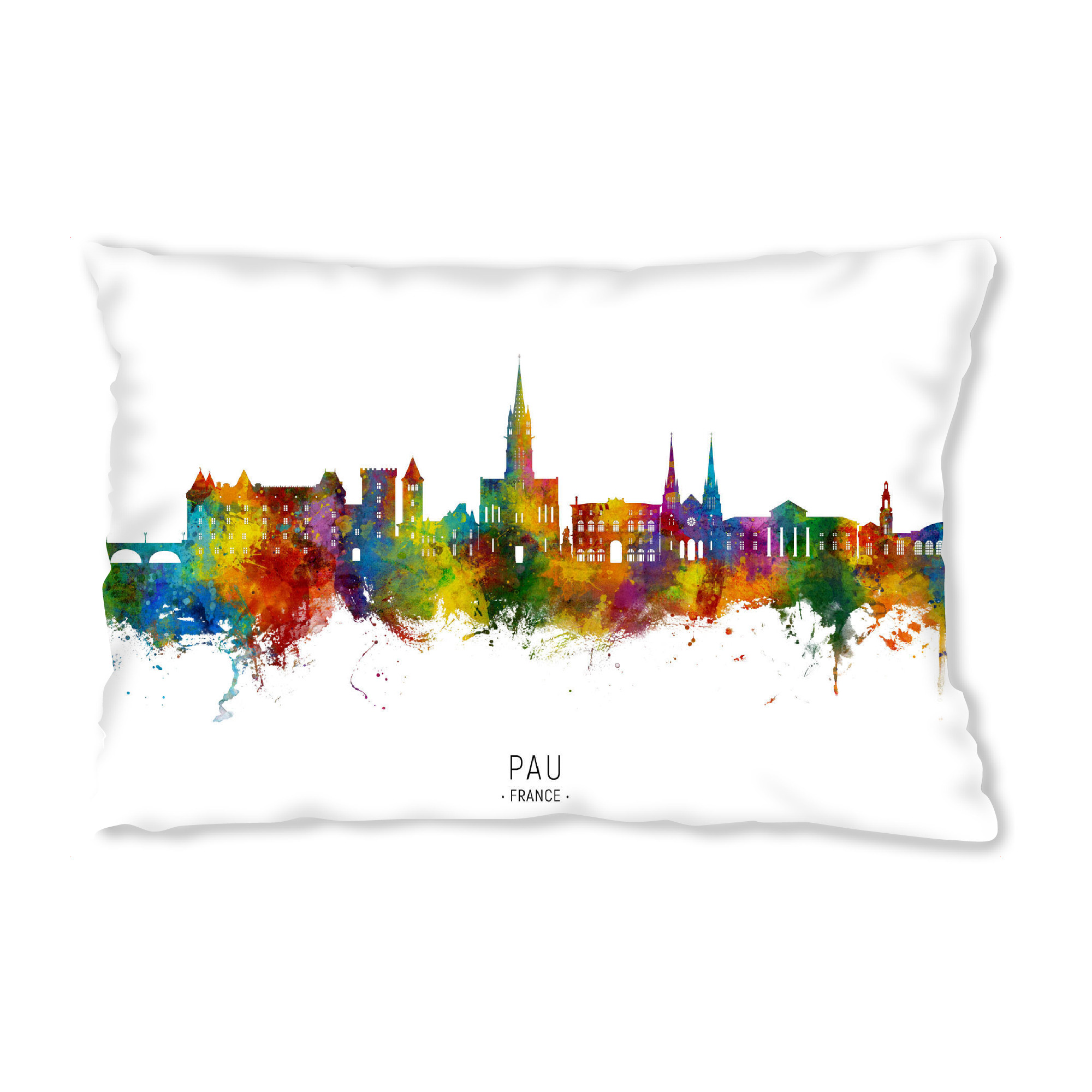 Design-Kissen "Pau Frankreich Skyline txt" artboxONE - Städte - Pau,Frankreich,Skyline,Stadtbild,Stadtbild,Aquarell,Malerei - Bild pau