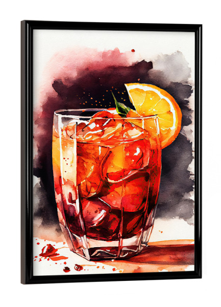 Poster mit schwarzem Rahmen "Rubinroter Sonnenuntergangsdrink" artboxONE - Essen & Trinken,Essen & Trinken / Alkohol