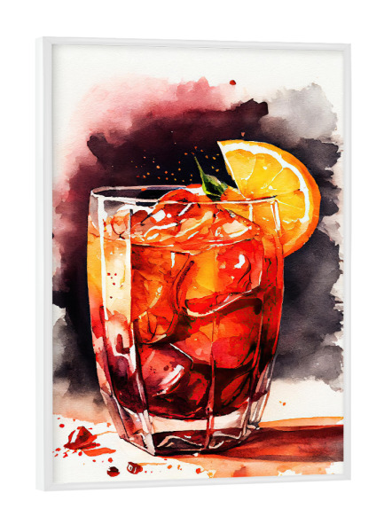 Poster mit weißem Rahmen "Rubinroter Sonnenuntergangsdrink" artboxONE - Essen & Trinken,Essen & Trinken / Alkohol