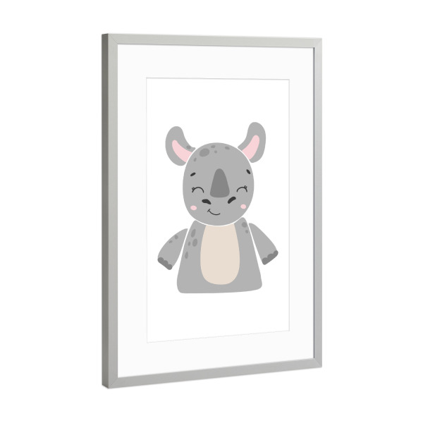 Poster mit Rahmen Silber "Abstraktes Nashorntier" artboxONE - Für Kinder,Tiere