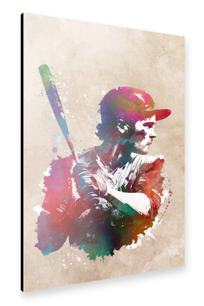 Alu-Dibond "Baseballspieler Sportkunst B" 30x20 cm artboxONE