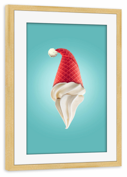 Poster mit Rahmen kiefer "Eis vom Weihnachtsmann" artboxONE - Essen & Trinken,Weihnachten,Lustig