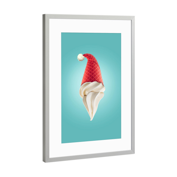 Poster mit Rahmen Silber "Eis vom Weihnachtsmann" artboxONE - Essen & Trinken,Weihnachten,Lustig