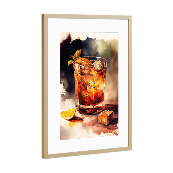 Poster mit Rahmen Gold "Zeitlos elegantes Getränk" artboxONE - Essen & Trinken,Essen & Trinken / Alkohol