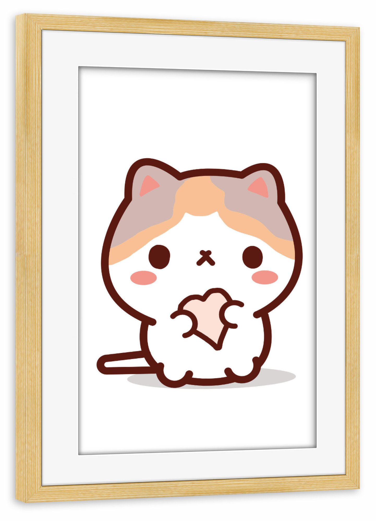 Poster mit Rahmen kiefer "Niedliche Kawaii-Katze" artboxONE - Für Kinder,Tiere