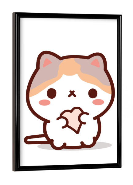 Poster mit schwarzem Rahmen "Niedliche Kawaii-Katze" artboxONE - Für Kinder,Tiere