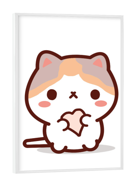 Poster mit weißem Rahmen "Niedliche Kawaii-Katze" artboxONE - Für Kinder,Tiere