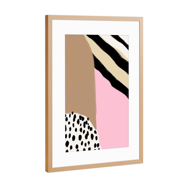 Poster mit Rahmen Kupfer "Crazy Life Art browni" artboxONE - Abstrakt - Crazy life art browni,Dots,Punkte,Sommer,Bunt,Rosa,Braun,Brown,Streifen,Zebra
