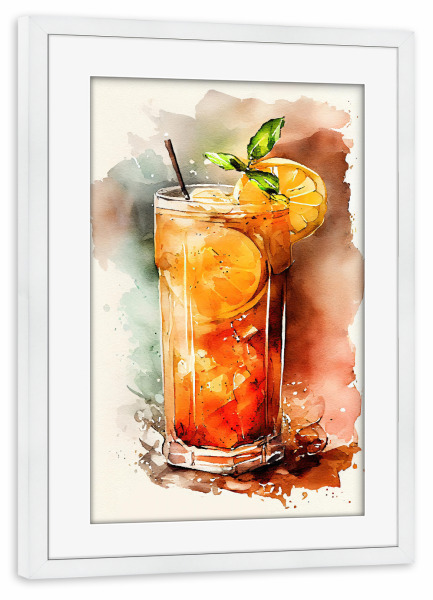 Poster mit Rahmen weiß "Tropical tea party drink" artboxONE - Essen & Trinken,Essen & Trinken / Alkohol