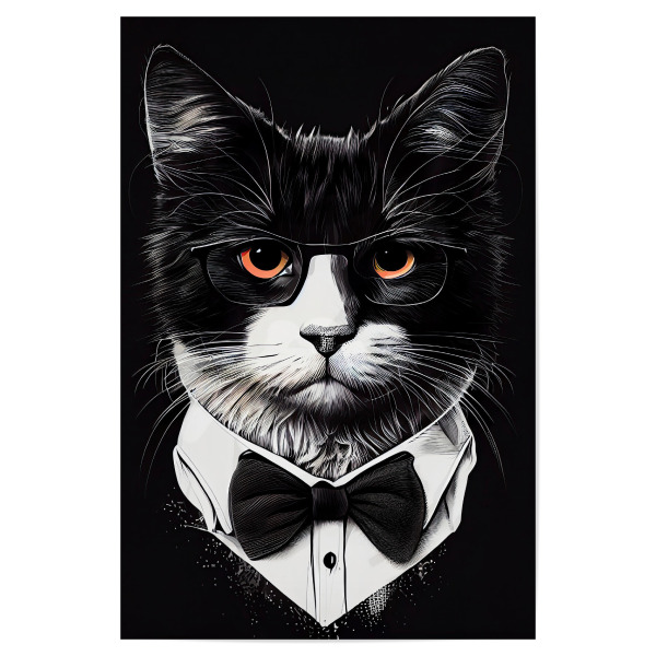 Poster 30x20 cm "Hipster-Katze Oliver" artboxONE - Für Kinder,Tiere - Katze,Katzen,Kätzchen,Hipster,Indie,Tiere,Haustier