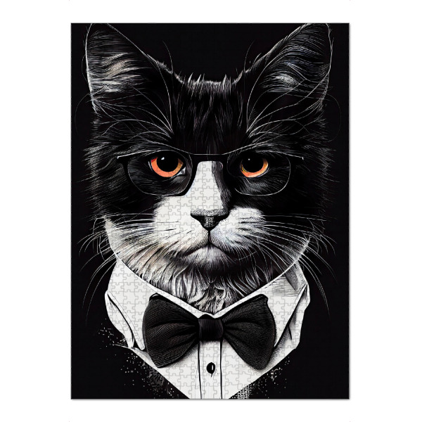 Puzzle Ravensburger "Hipster-Katze Oliver" artboxONE - Für Kinder,Tiere - Katze,Katzen,Kätzchen,Hipster,Indie,Tiere,Haustier - Bild katze