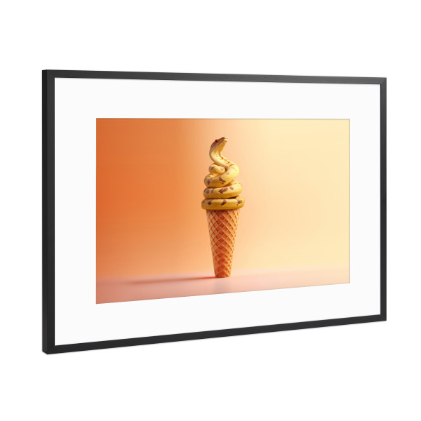 Poster mit Rahmen Schwarz (Metallic) "Schlangeneis" artboxONE - Tiere,Essen & Trinken,Lustig