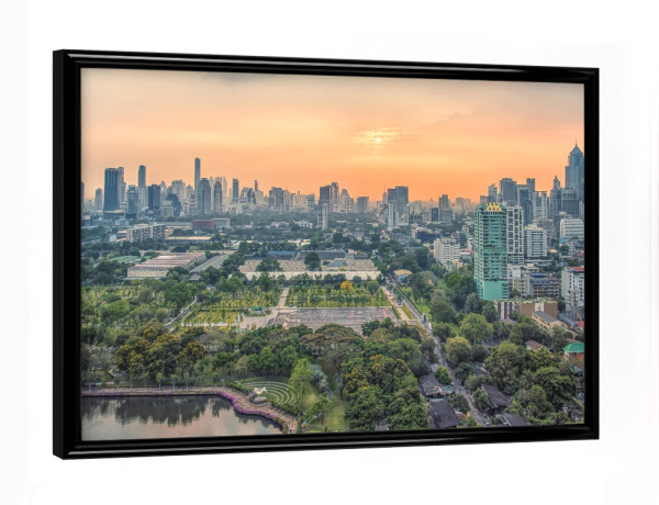 Poster mit schwarzem Rahmen "Bangkok-Stadt-Sonnenuntergang" artboxONE - Städte,Reise,Architektur,Reise / Asien,Reise / Länder