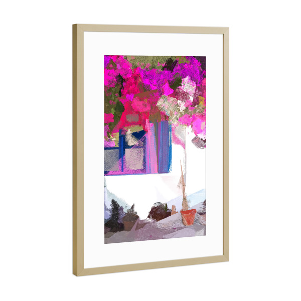 Poster mit Rahmen Gold "Die Blüte steht vor der Tür" artboxONE - Architektur