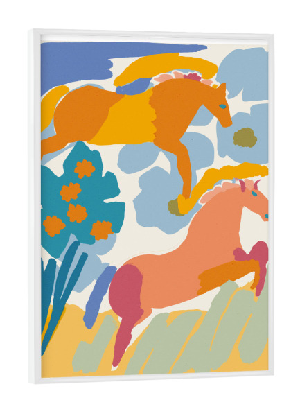 Poster mit weißem Rahmen "Two Wild Horses" artboxONE - Natur,Abstrakt,Für Mama