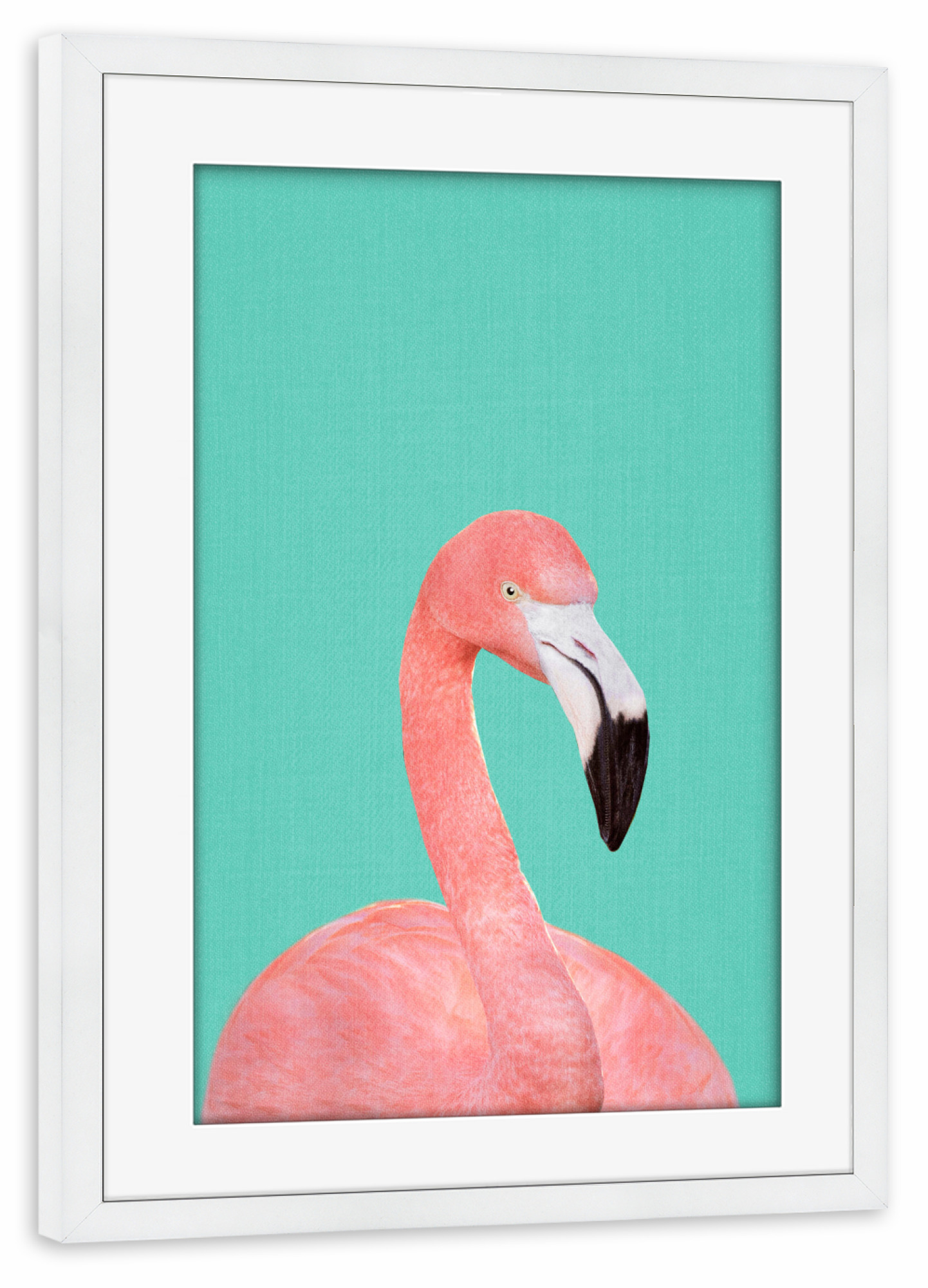 Poster mit Rahmen weiß "Flamingo in Blau" artboxONE - Natur,Tiere,Liebe,Für Mama,Festivals