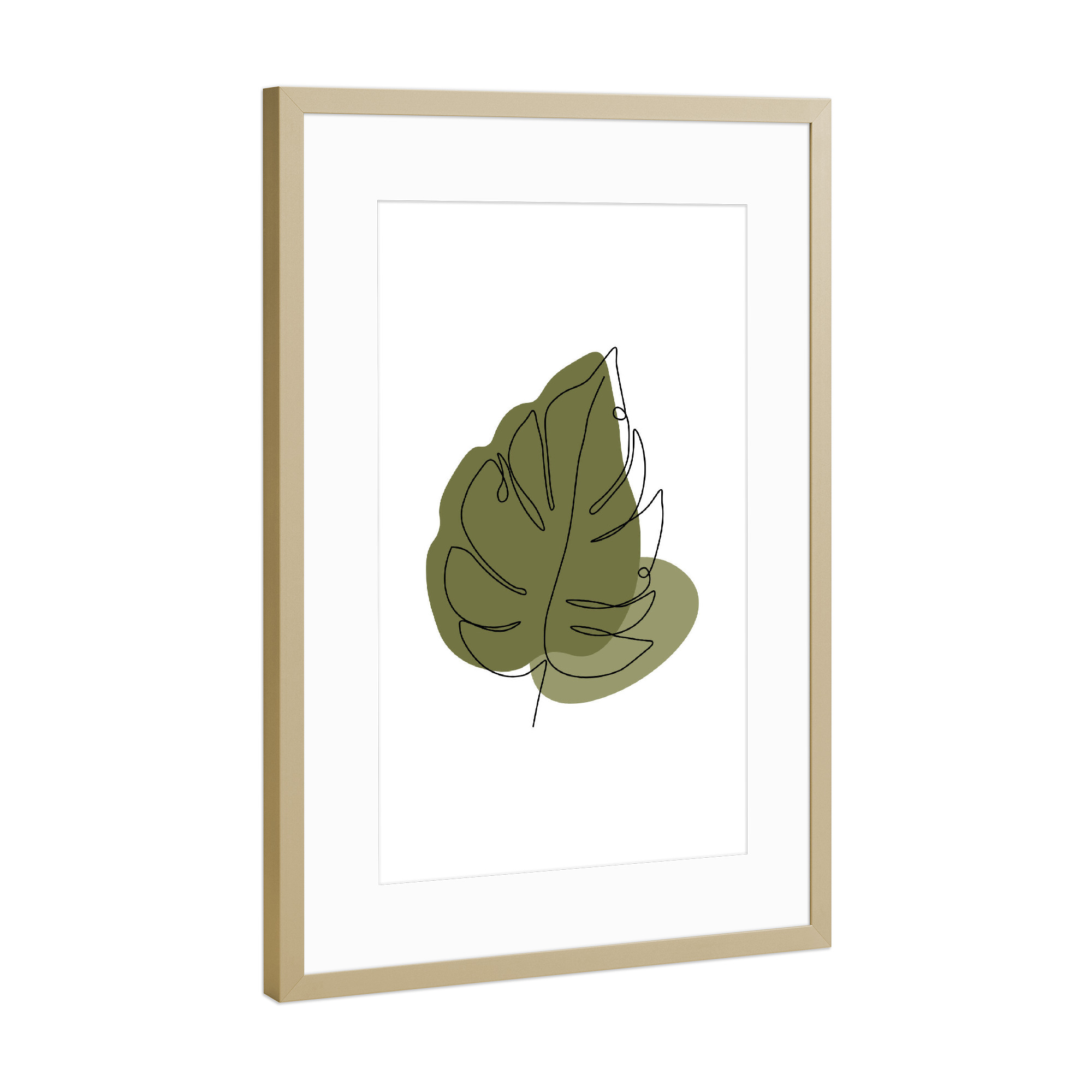 Poster mit Rahmen Gold "Abstraktes tropisches Blatt" artboxONE - Floral,Abstrakt