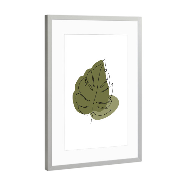 Poster mit Rahmen Silber "Abstraktes tropisches Blatt" artboxONE - Floral,Abstrakt
