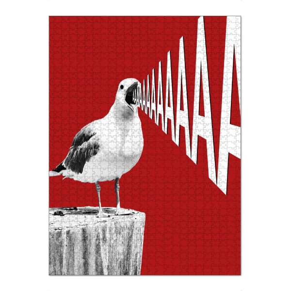 Puzzle Ravensburger "Mood: AAAAAAAAAAAA" artboxONE - Typografie,Tiere,Lustig - Möwe,Vogel,Schrei,Schreien,Lustig,Rot,Montag,Verzweiflung,Hass,Aaaaa