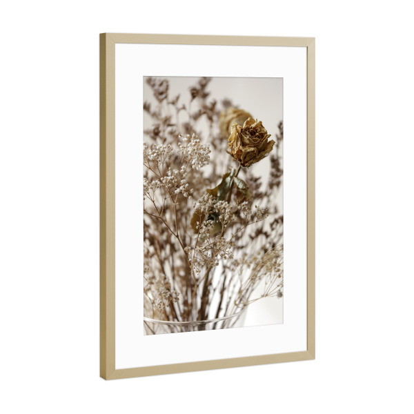 Poster mit Rahmen Gold "Trockenblumen Soft Beige" artboxONE - Natur,Floral,Liebe