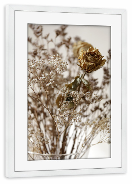 Poster mit Rahmen weiß "Trockenblumen Soft Beige" artboxONE - Natur,Floral,Liebe