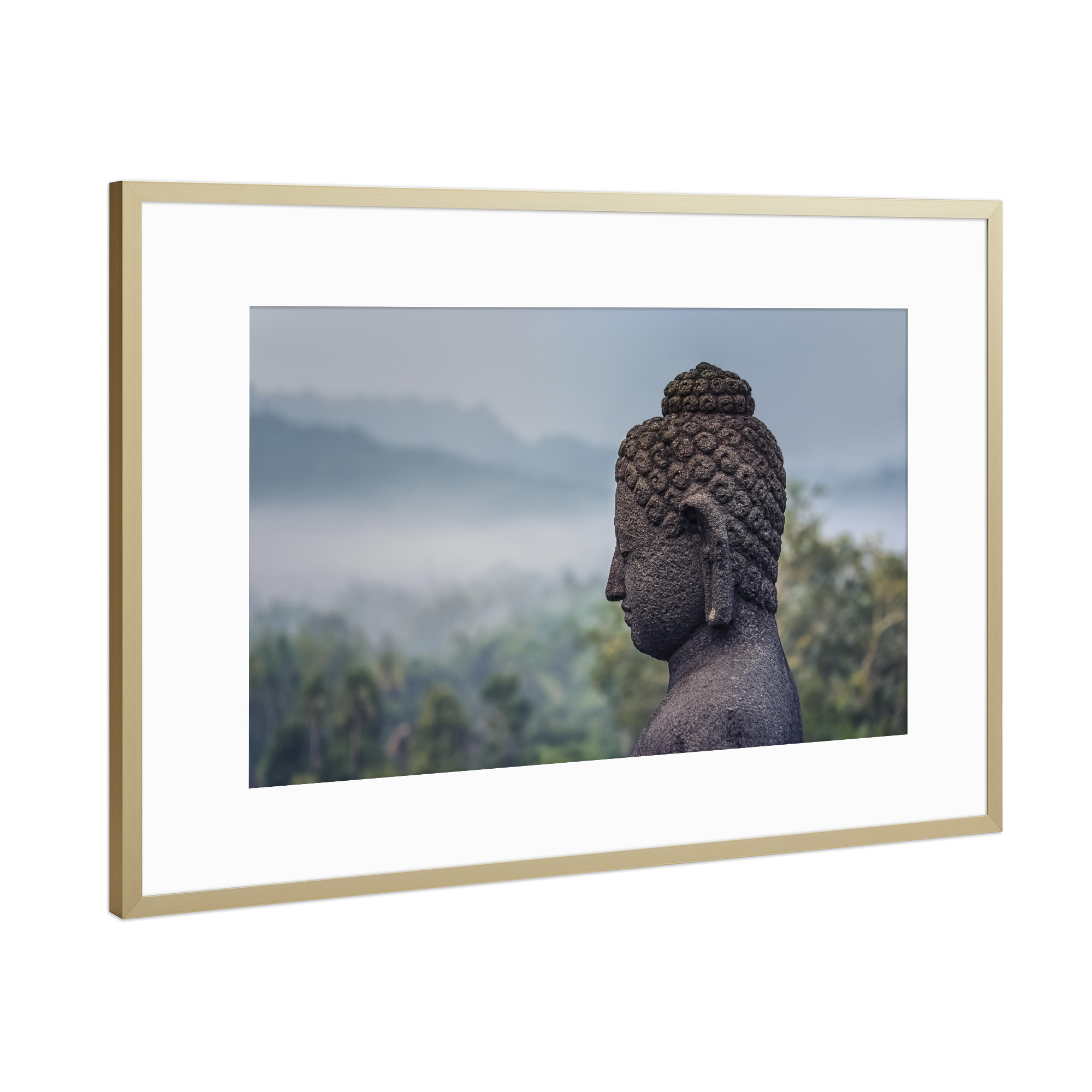 Poster mit Rahmen Gold "Buddha-Statue auf der Insel Java" artboxONE - Natur,Reise,Architektur,Reise / Asien,Reise / Länder
