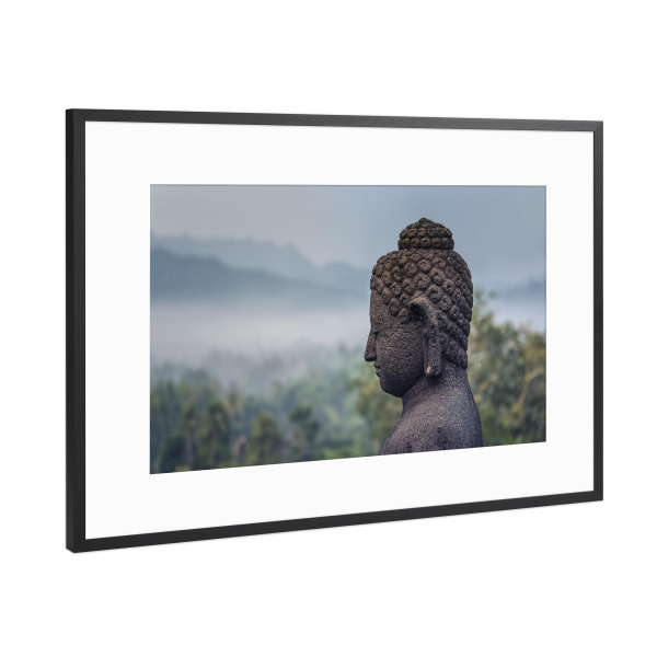 Poster mit Rahmen Schwarz (Metallic) "Buddha-Statue auf der Insel Java" artboxONE - Natur,Reise,Architektur,Reise / Asien,Reise / Länder