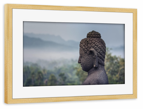 Poster mit Rahmen kiefer "Buddha-Statue auf der Insel Java" artboxONE - Natur,Reise,Architektur,Reise / Asien,Reise / Länder