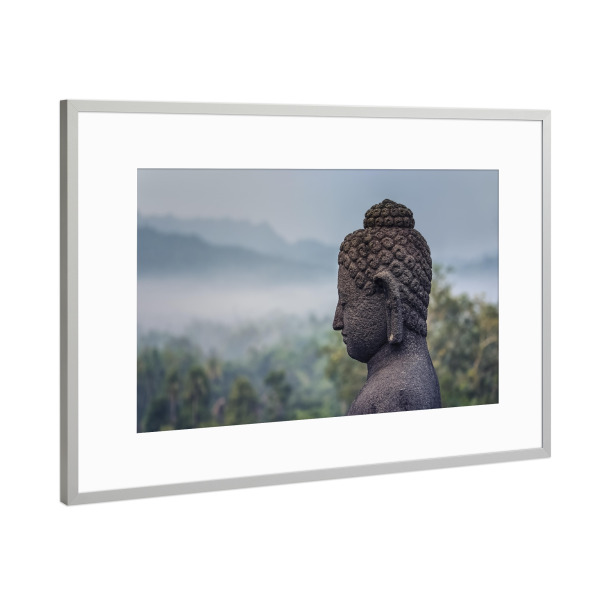 Poster mit Rahmen Silber "Buddha-Statue auf der Insel Java" artboxONE - Natur,Reise,Architektur,Reise / Asien,Reise / Länder