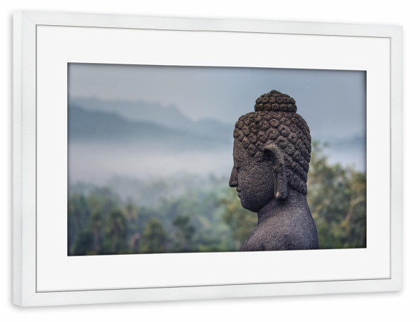 Poster mit Rahmen weiß "Buddha-Statue auf der Insel Java" artboxONE - Natur,Reise,Architektur,Reise / Asien,Reise / Länder