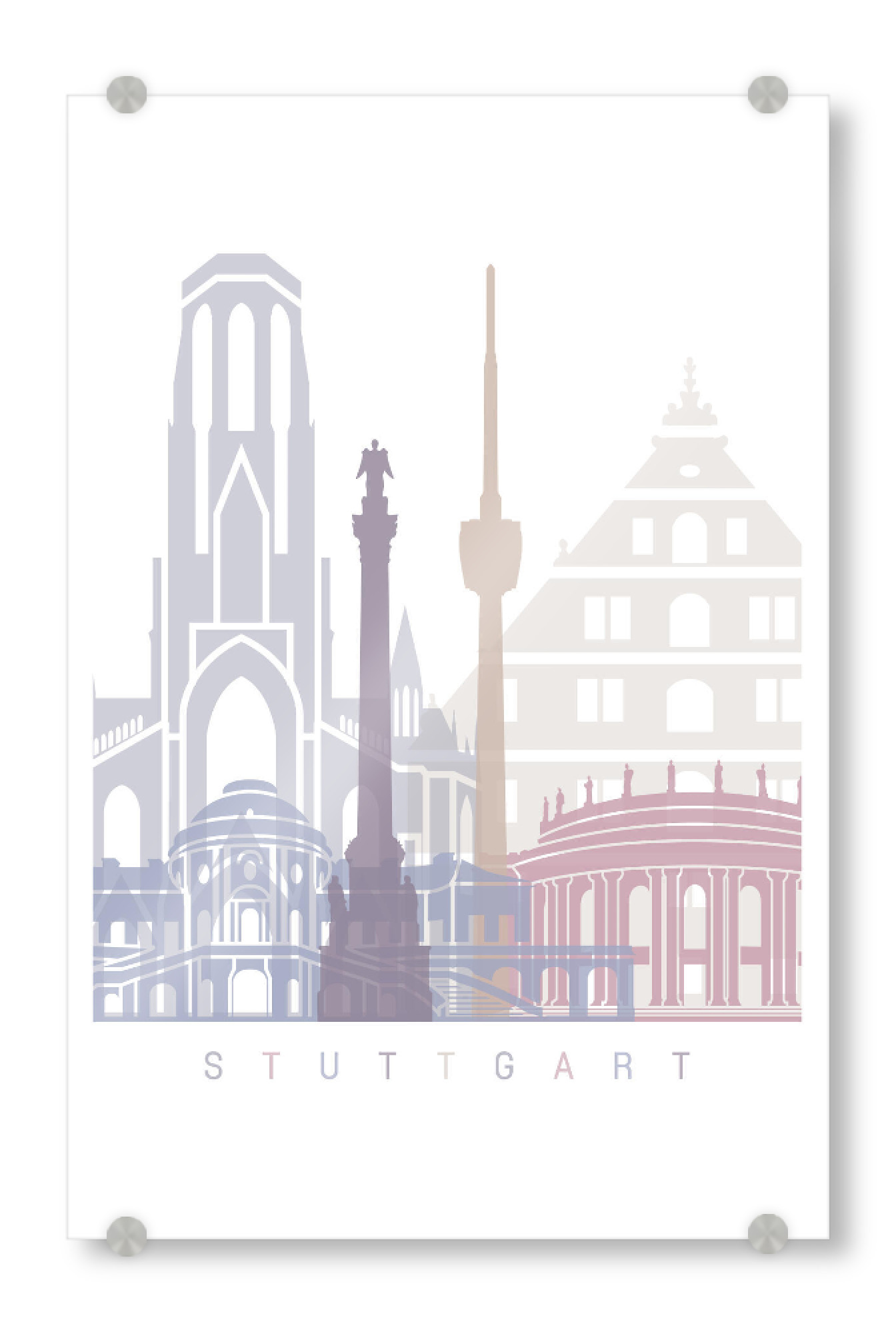 Acrylglasbild "STUTTGART SKYLINE PASTELL" artboxONE - Städte,Architektur