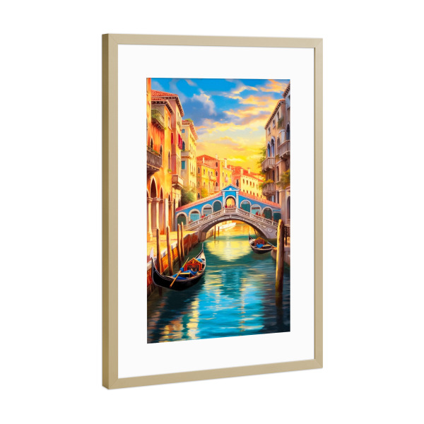 Poster mit Rahmen Gold "Willkommen in Venedig" artboxONE - Reise,Architektur,Städte / Venedig