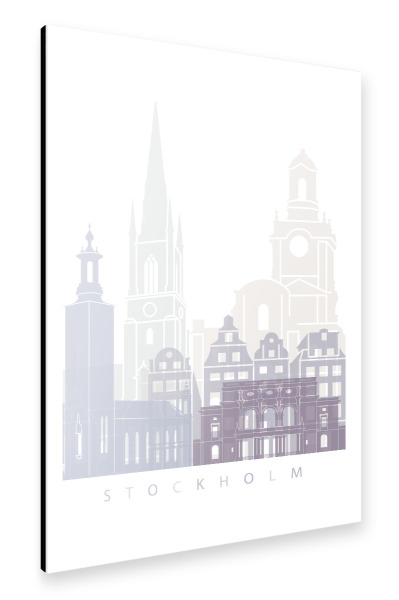 Alu-Dibond "STOCKHOLM SKYLINE IN PASTELLFARBE" 30x20 cm artboxONE