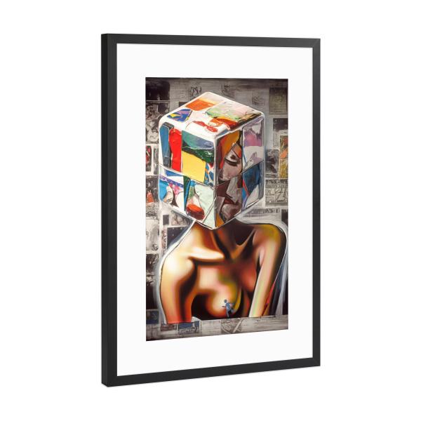 Poster mit Rahmen Schwarz (Metallic) "Vintage Game Girl" artboxONE - Abstrakt,Menschen,Fiktion