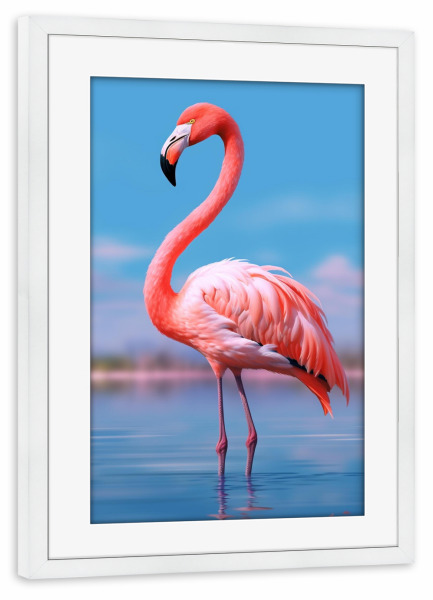 Poster mit Rahmen weiß "Love rosa Flamingo" artboxONE - Natur,Reise,Tiere