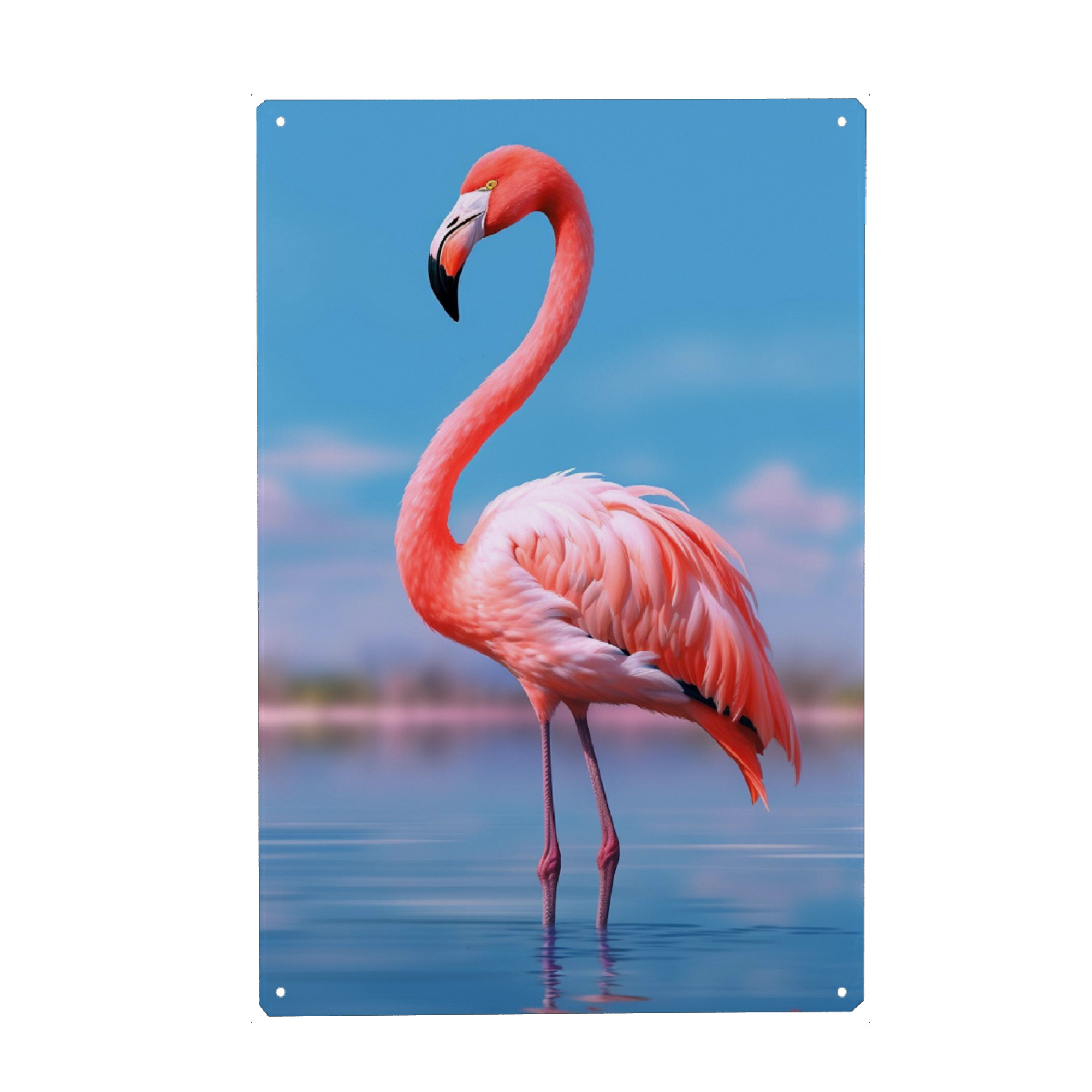 Metall Poster "Love rosa Flamingo" artboxONE - Natur,Reise,Tiere