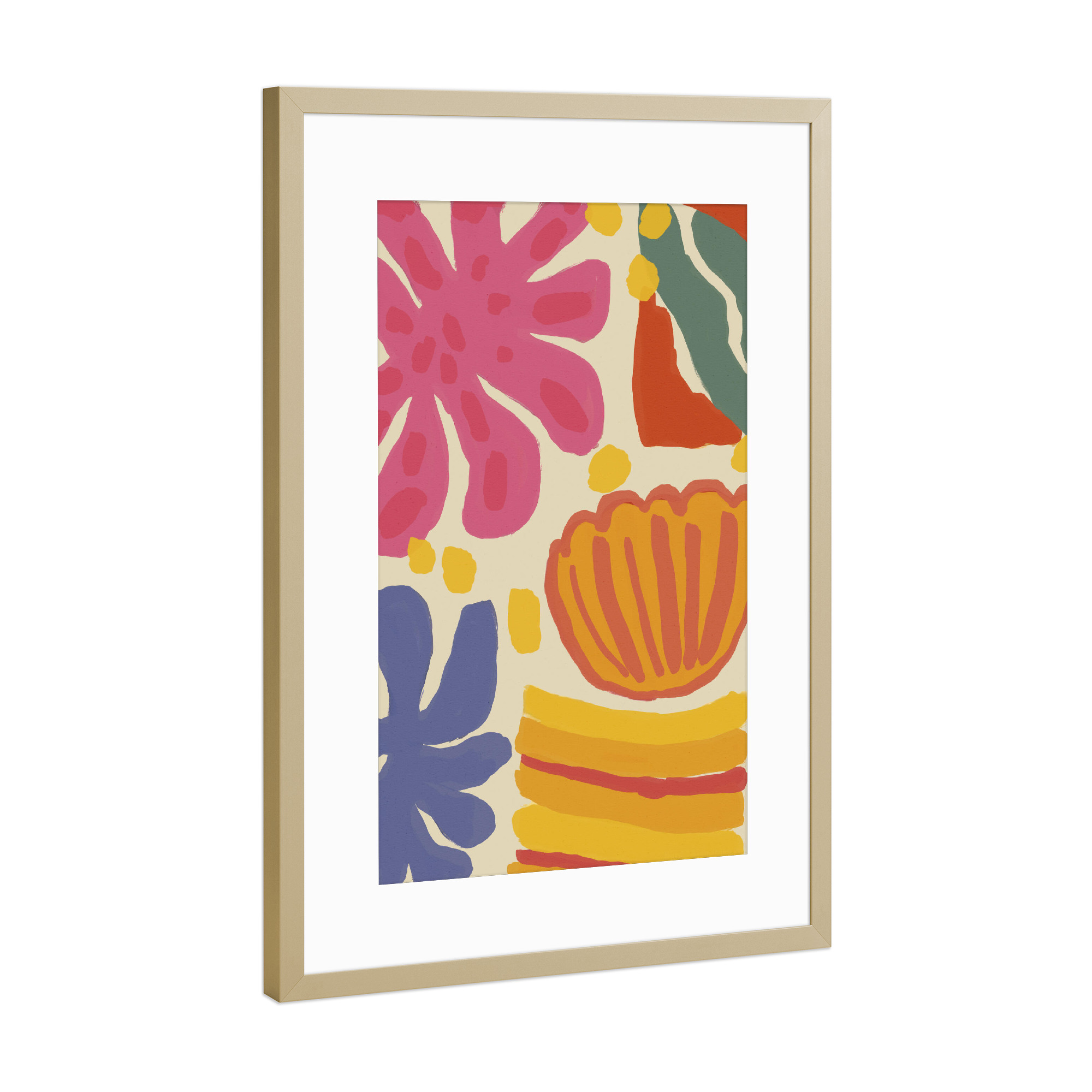 Poster mit Rahmen Gold "Happy Summer (Four)" artboxONE - Floral,Abstrakt,Für Mama