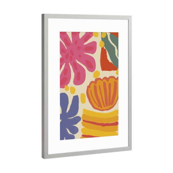 Poster mit Rahmen Silber "Happy Summer (Four)" artboxONE - Floral,Abstrakt,Für Mama